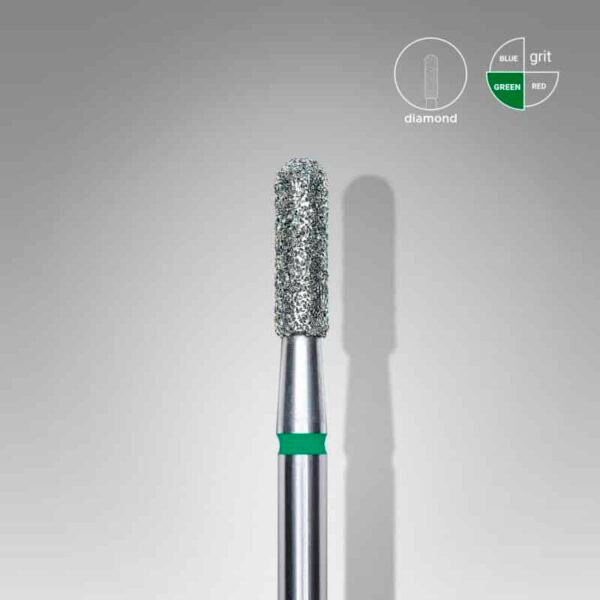 Diamond nail drill bit, rounded “cylinder”, green, head diameter 2.3 mm/ working part 8 mm