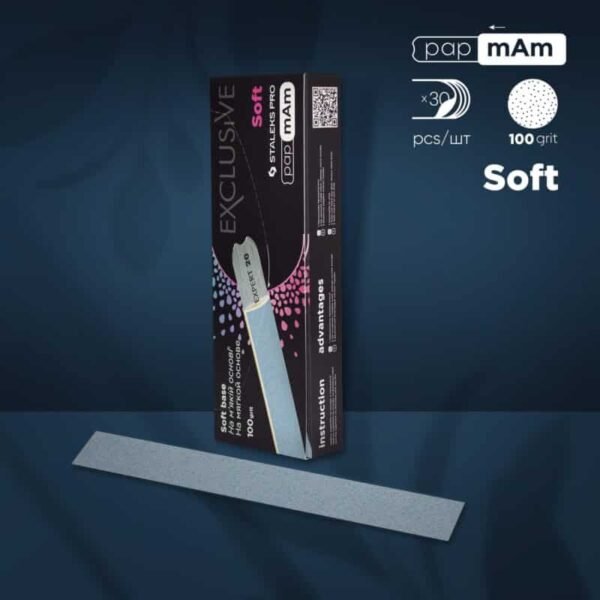 Disposable files papmAm for straight nail file (soft base) Staleks Pro Exclusive 20, 100 grit (30 pcs)