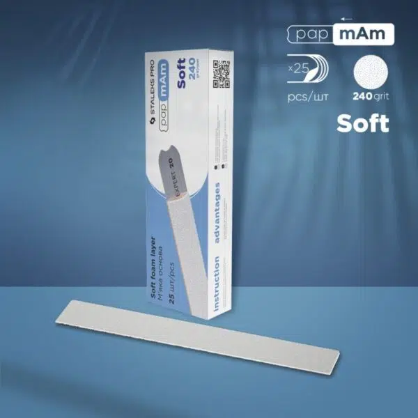 Disposable papmAm files for straight nail file (soft foam layer) Staleks Pro Expert 20, 240 grit (25 pcs)
