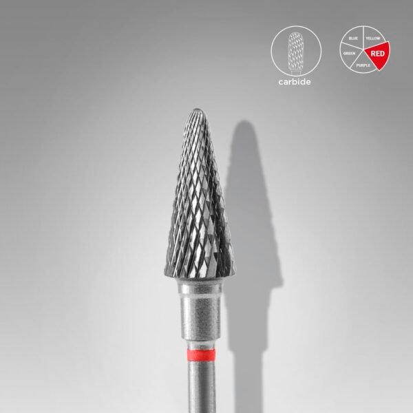 Carbide nail drill bit, “cone” red, head diameter 6 mm / working part 14 mm