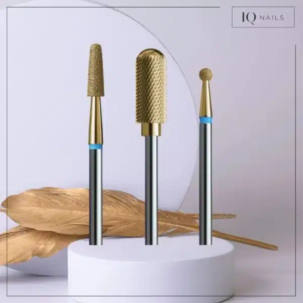 Pakiet 3 frezów Home Spa IQ Nails - Package 2- Home Spa 3 Gold Drill BitsGold (IQN Pakiet 2) HOME SPA GOLD PACK (IQN PACK MANI 2)