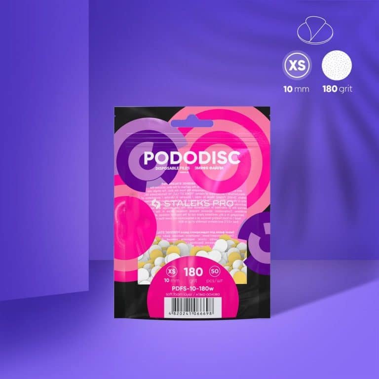 White Disposable files on a soft foam layer for pedicure disc Pododisc Staleks Pro XS, 180 grit (50 pcs)
