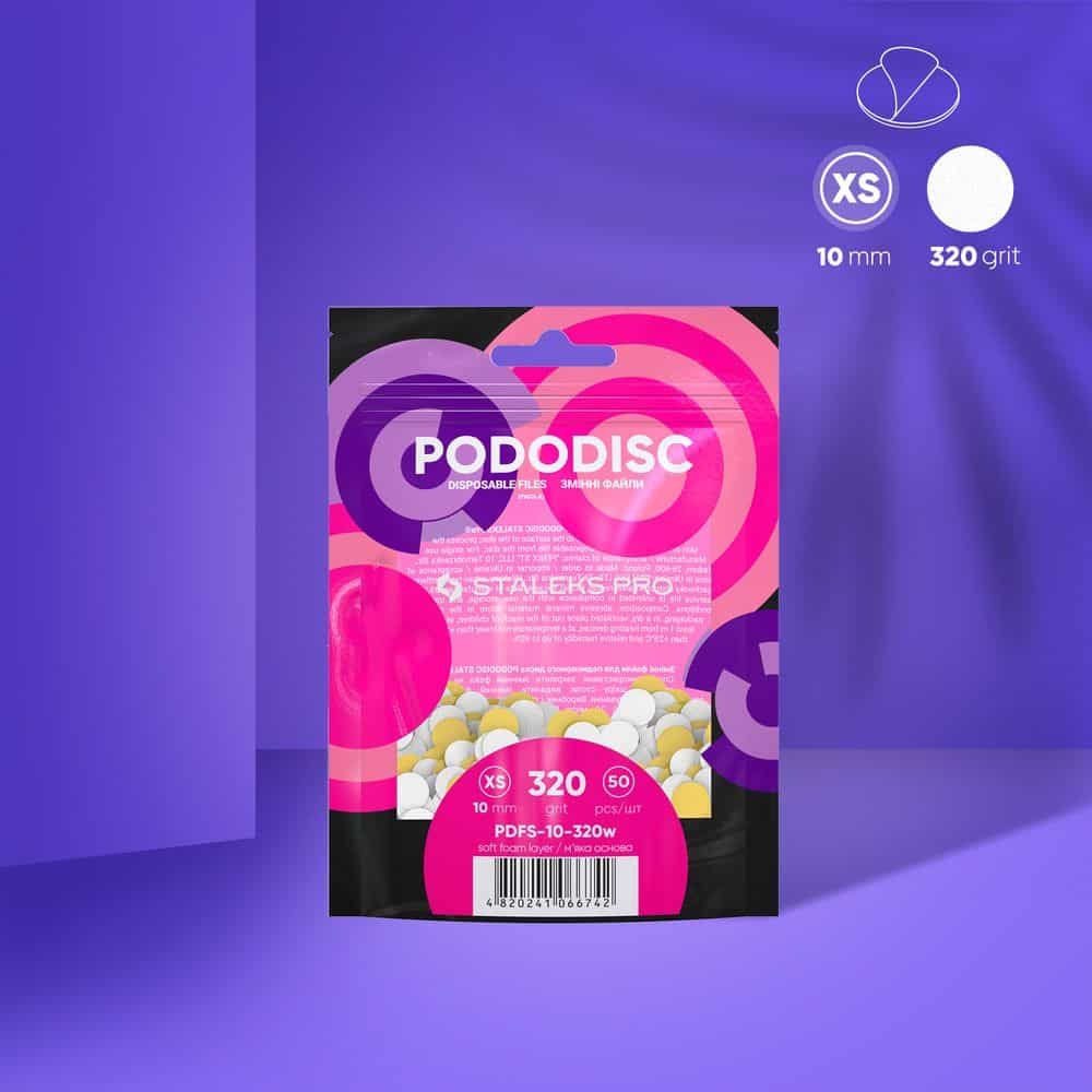 White Disposable files on a soft foam layer for pedicure disc Pododisc Staleks Pro XS, 320 grit (50 pcs) White Disposable files on a soft foam layer for pedicure disc Pododisc Staleks Pro XS, 320 grit (50 pcs)