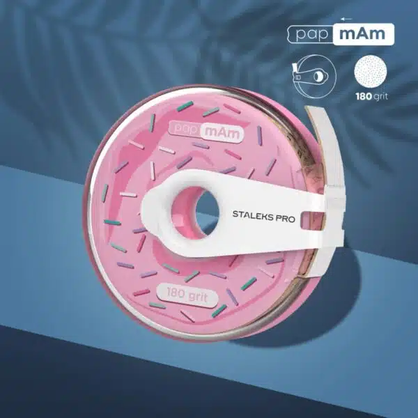 Staleks Disposable White Abrasive Tape Papmam Expert 180 Grit In A Plastic Case 7m