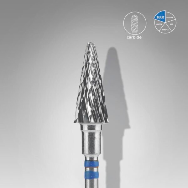 Left-handed Carbide Nail Drill Bit, “cone”, Blue, head diameter 6 mm/ working part 14 mm