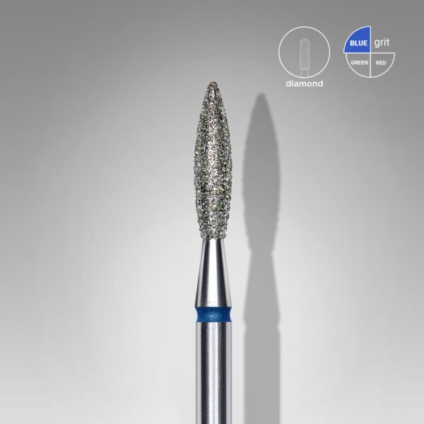 Diamond nail drill bit flame blue EXPERT head diameter 2,3mm/working part 10mm