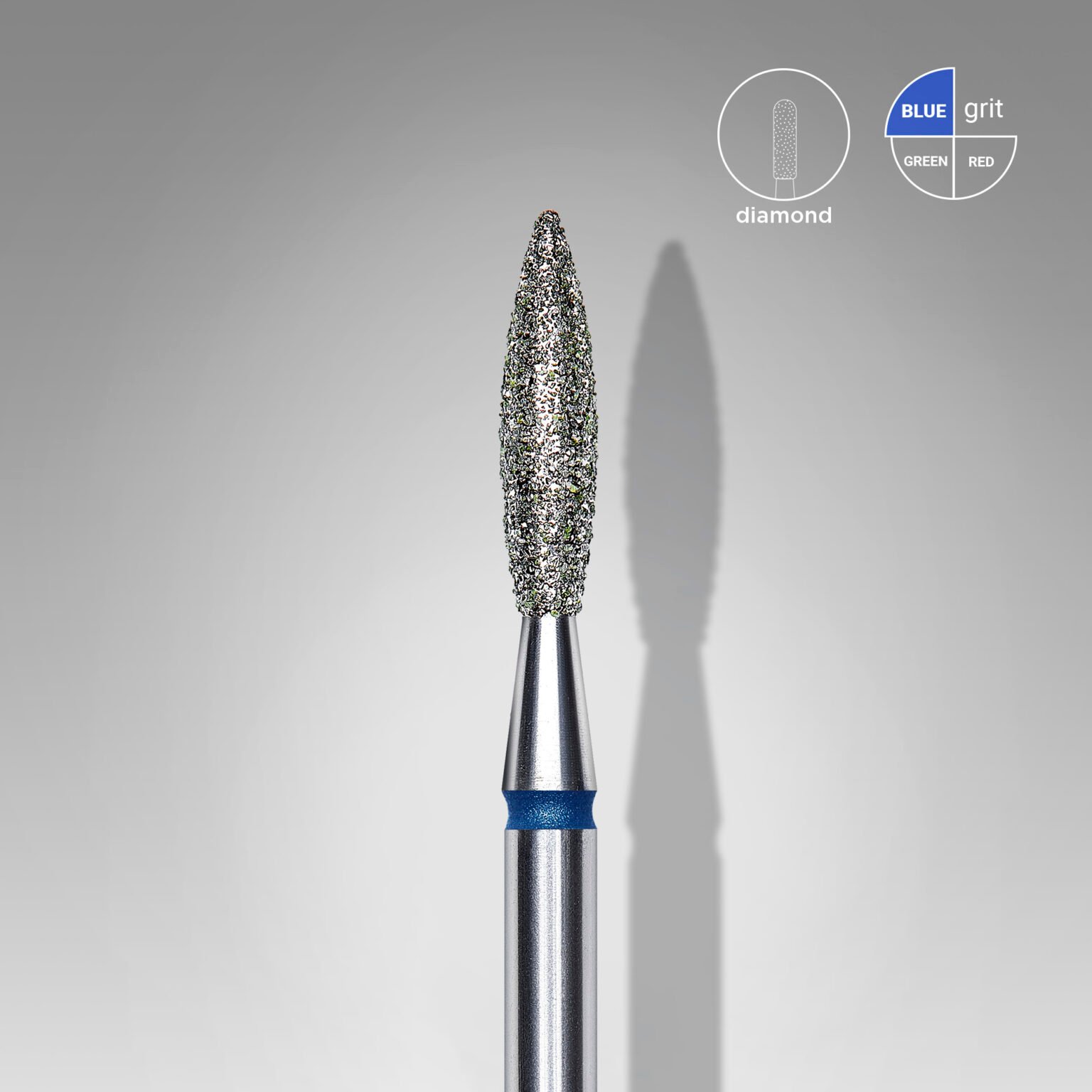 Diamond nail drill bit flame blue EXPERT head diameter 2,3mm10mm Diamond nail drill bit flame blue EXPERT head diameter 2,3mm/working part 10mm