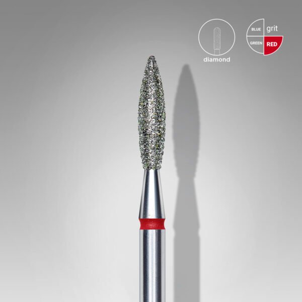 Diamond nail drill bit flame red EXPERT head diameter 2,3mm/working part 10mm