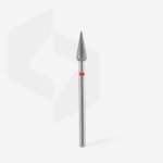 Diamond nail drill bit pointed pear red EXPERT head diameter 4mm/working part 12mm