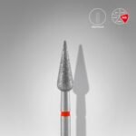 Diamond nail drill bit pointed pear red EXPERT head diameter 4mm/working part 12mm