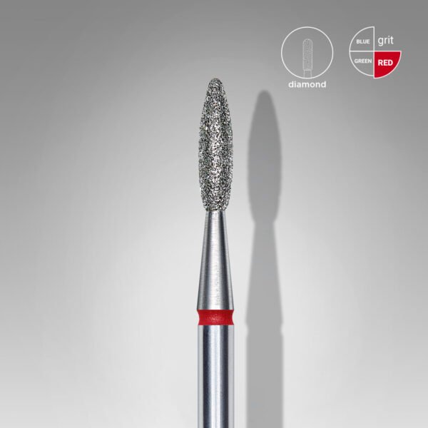 Diamond nail drill bit flame red EXPERT head diameter 2,1mm / working part 8mm