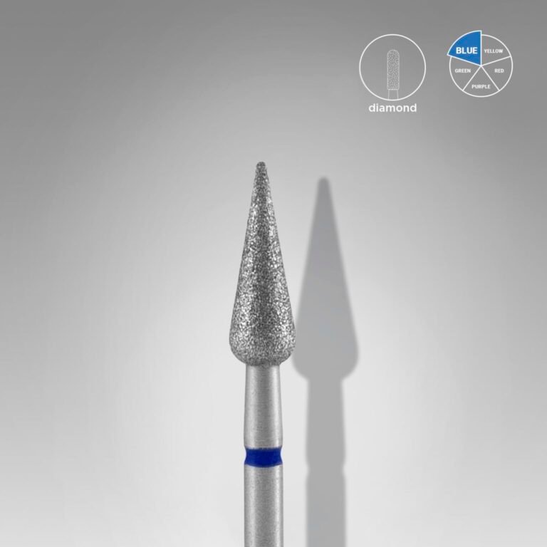 Diamond nail drill bit pointed pear blue EXPERT head diameter 4mm / working part 12mm